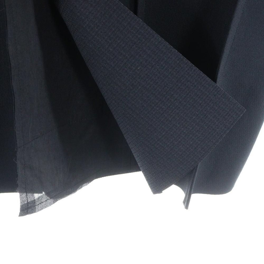 COMME des GARCONS(コムデギャルソン) 99SS プリーツ加工 ドッキング ボタンレス 半袖シャツ ブラウス ブラック GJ-100090 AD1998 レディース