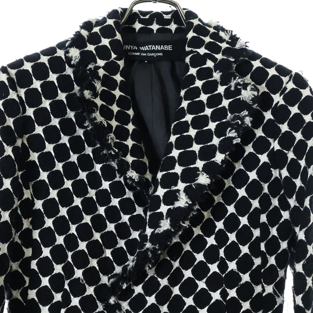 JUNYA WATANABE COMME des GARCONS(ジュンヤワタナベ コムデギャルソン) 01AW ドット柄 カットオフ 1B シングルテーラードジャケット ブラック/シルバー レディース JC-J004 AD2001