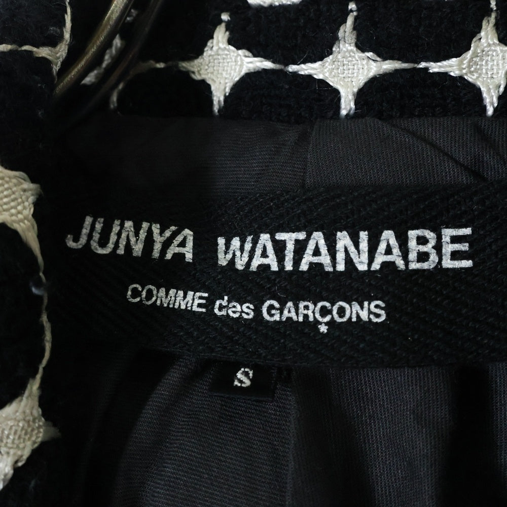 JUNYA WATANABE COMME des GARCONS(ジュンヤワタナベ コムデギャルソン) 01AW ドット柄 カットオフ 1B シングルテーラードジャケット ブラック/シルバー レディース JC-J004 AD2001