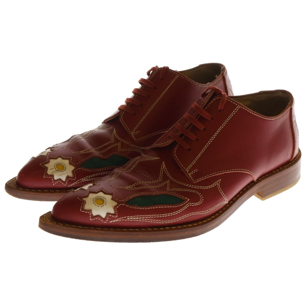 COMME des GARCONS COMME des GARCONS(コムデギャルソンコムデギャルソン) 99AW ポインテッドトゥ 刺繍デザイン レザー ドレスシューズ レッド レディース