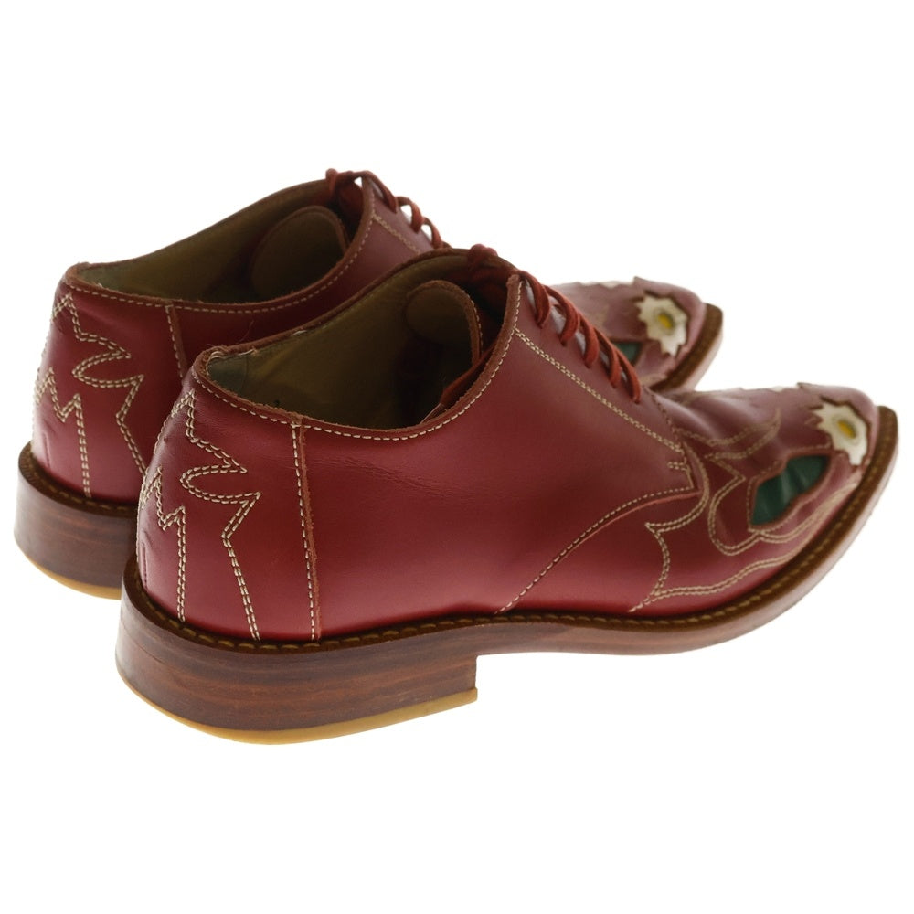 COMME des GARCONS COMME des GARCONS(コムデギャルソンコムデギャルソン) 99AW ポインテッドトゥ 刺繍デザイン レザー ドレスシューズ レッド レディース