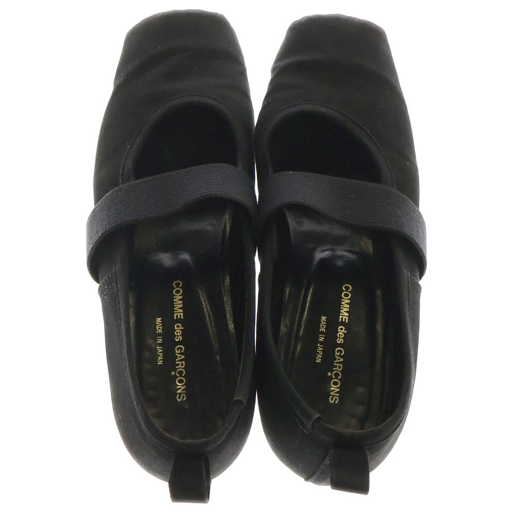 COMME des GARCONS(コムデギャルソン) スクエアトゥ キャンバス バレエシューズ ブラック