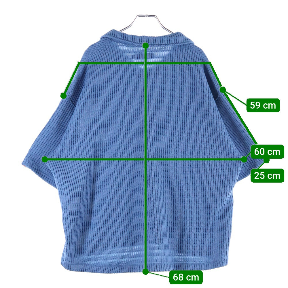 TIGHTBOOTH(タイトブース) 23SS MYSTERY GAUGE OPEN POLO ミステリーゲージ オープンポロ Vネック 半袖ニットシャツ ブルー SS23-S05