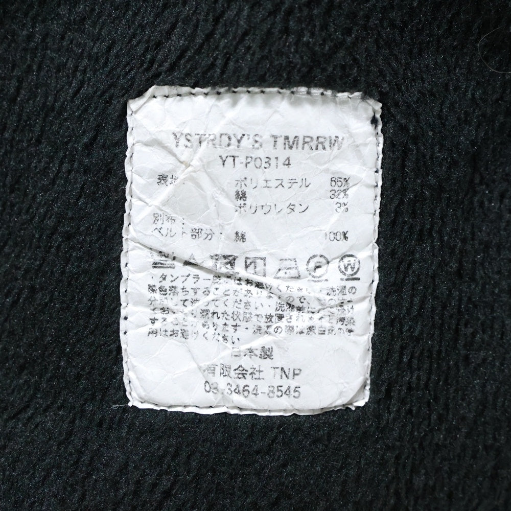 YSTRDY'S TMRRW(イエスタディズ トゥモロウ) ボアライニング ジップポケット スウェットパンツ ブラック YT-P0314