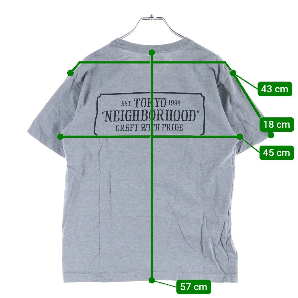 NEIGHBORHOOD(ネイバーフッド) フロントプリント クルーネック半袖Tシャツ カットソー グレー