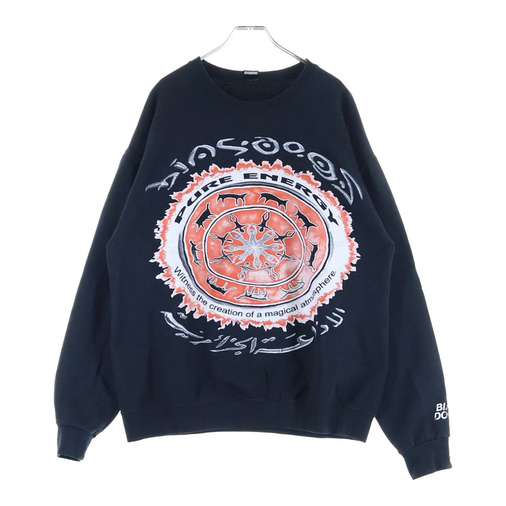 NO BRAND(ノーブランド) BIAS DOGS バイアスドッグ 両面プリント クルーネック スウェットトレーナー ブラック