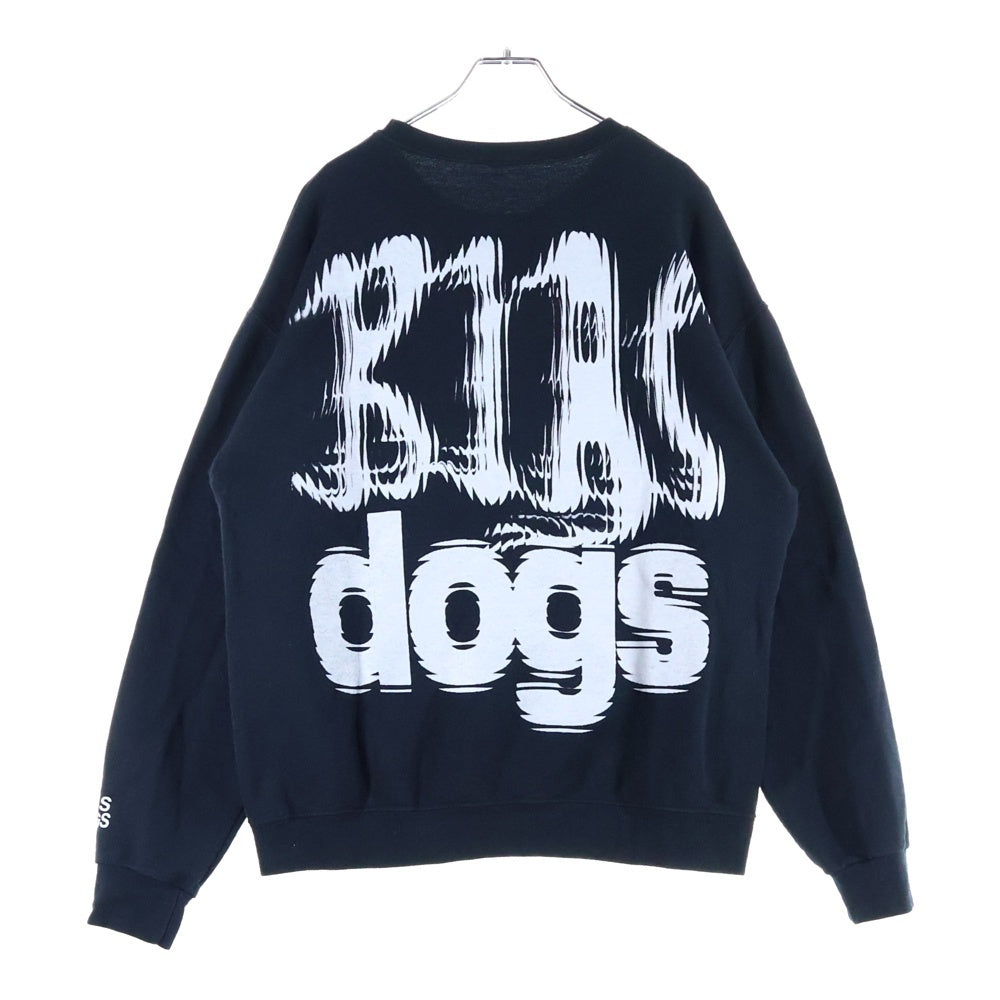 NO BRAND(ノーブランド) BIAS DOGS バイアスドッグ 両面プリント クルーネック スウェットトレーナー ブラック
