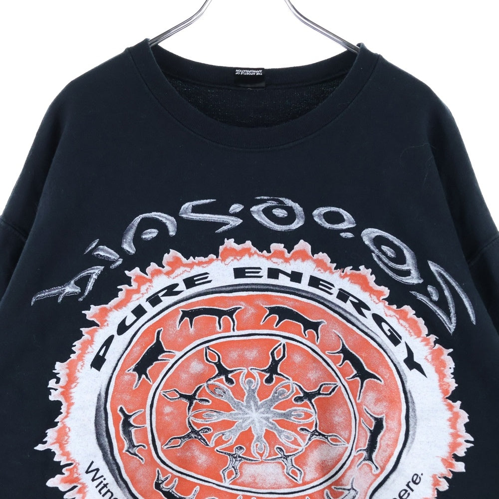 NO BRAND(ノーブランド) BIAS DOGS バイアスドッグ 両面プリント クルーネック スウェットトレーナー ブラック