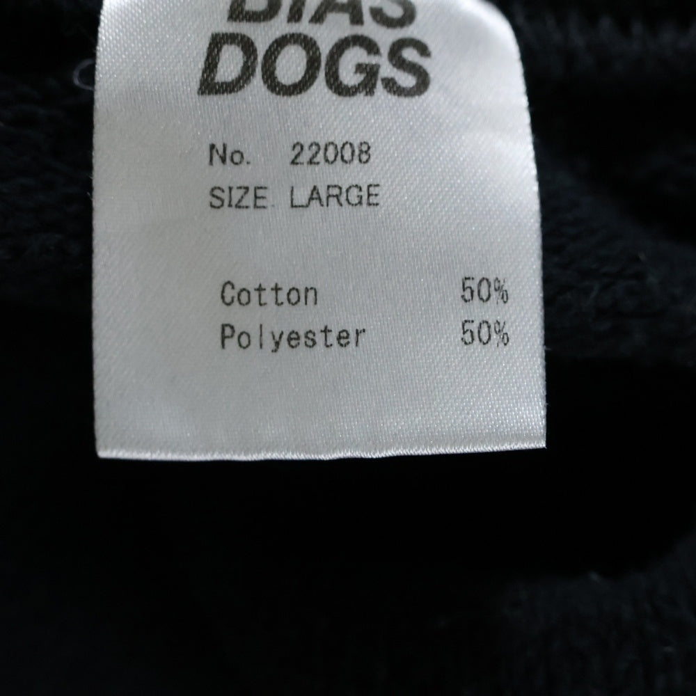 NO BRAND(ノーブランド) BIAS DOGS バイアスドッグ 両面プリント クルーネック スウェットトレーナー ブラック