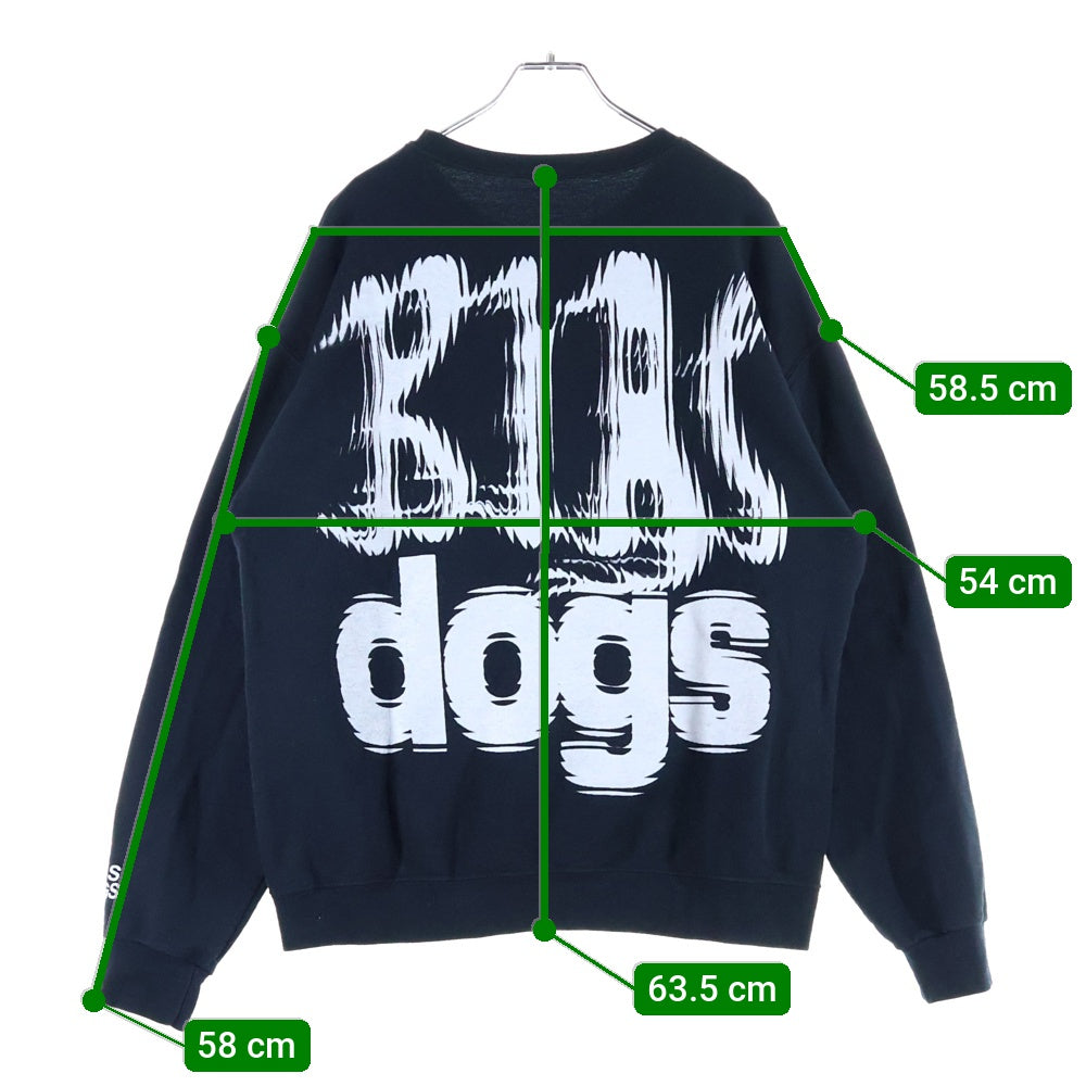 NO BRAND(ノーブランド) BIAS DOGS バイアスドッグ 両面プリント クルーネック スウェットトレーナー ブラック