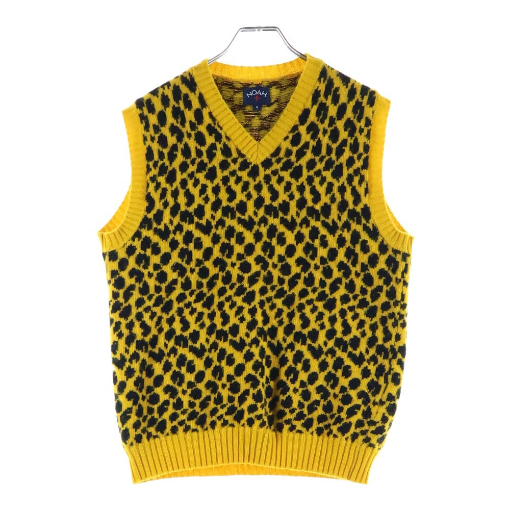NOAH(ノア) CHEETAH LAMBSWOOL SWEATER VEST チーターラムズウール レオパード セーターベスト イエロー 20-080-122-0000-3-0