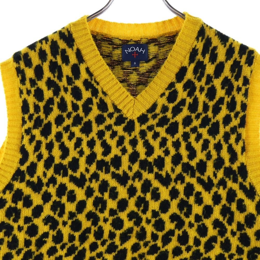 NOAH(ノア) CHEETAH LAMBSWOOL SWEATER VEST チーターラムズウール レオパード セーターベスト イエロー 20-080-122-0000-3-0