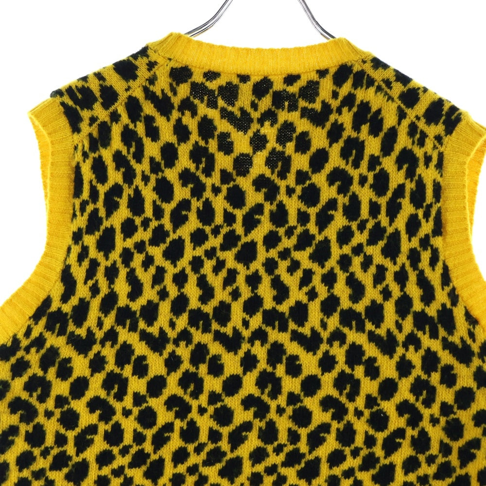 NOAH(ノア) CHEETAH LAMBSWOOL SWEATER VEST チーターラムズウール レオパード セーターベスト イエロー 20-080-122-0000-3-0