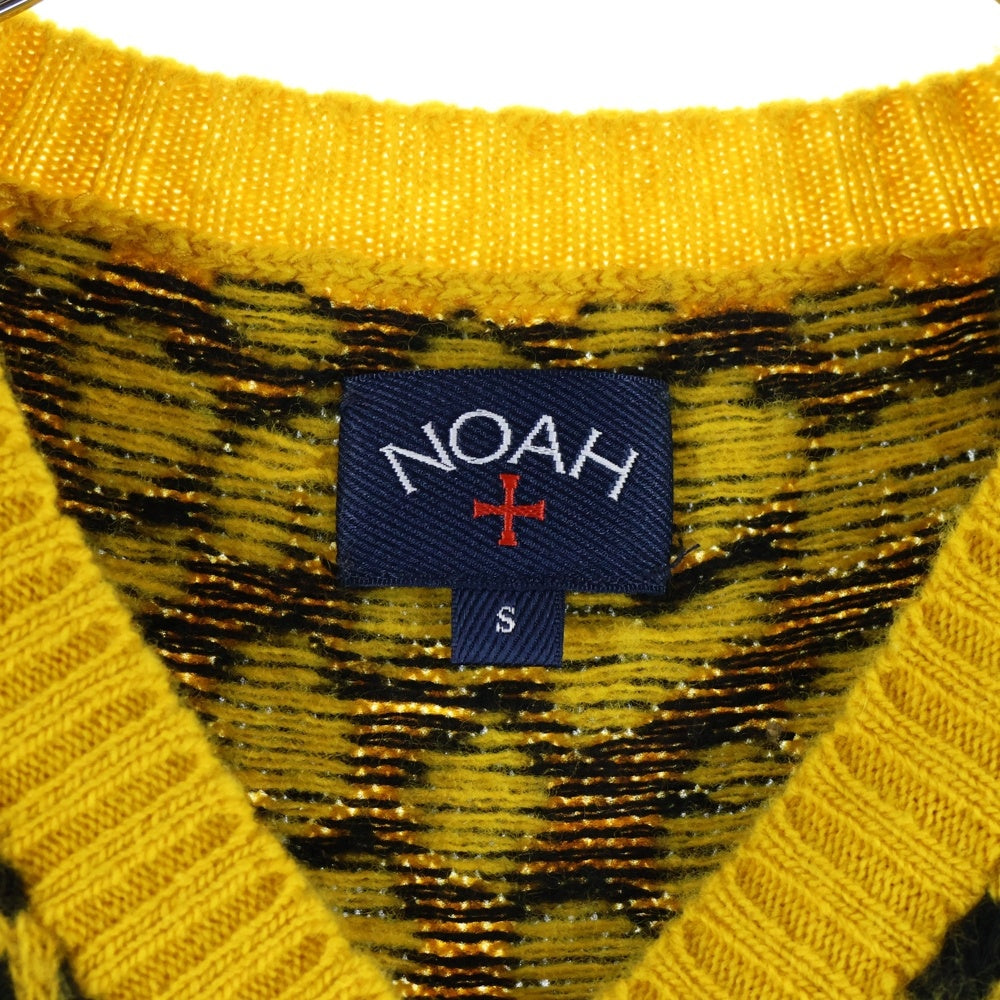 NOAH(ノア) CHEETAH LAMBSWOOL SWEATER VEST チーターラムズウール レオパード セーターベスト イエロー 20-080-122-0000-3-0