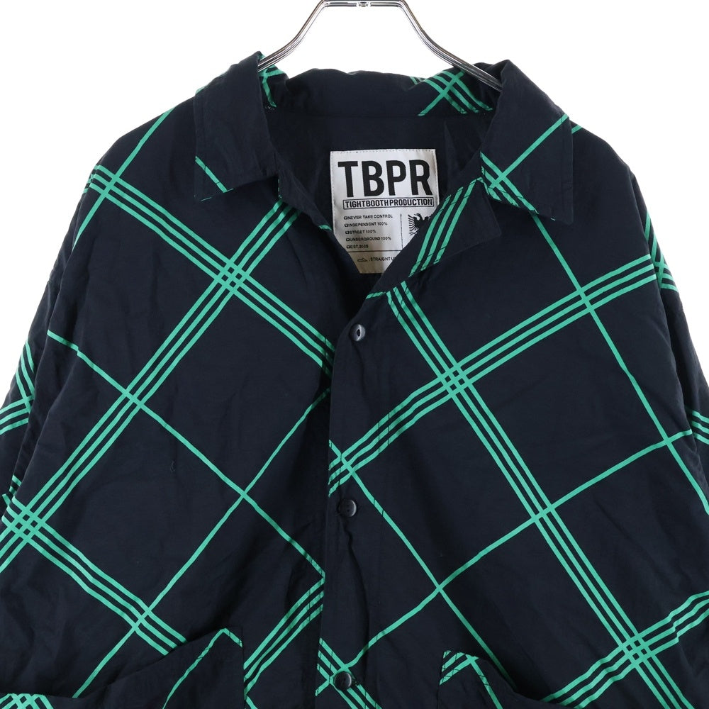 TIGHTBOOTH(タイトブース) BULKY CHECK SHIRT バルキーチェック ナイロン長袖シャツ ブラック/グリーン
