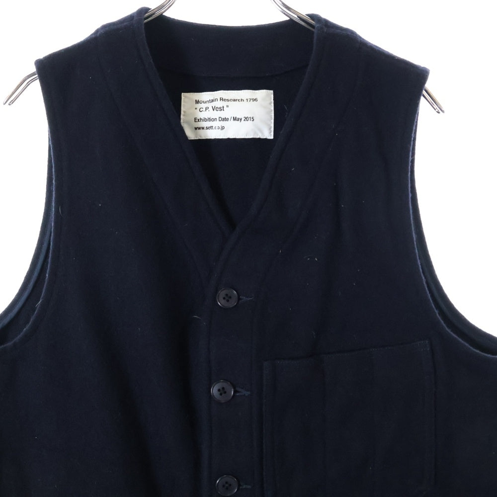 Mountain Research(マウンテンリサーチ) C.P.VEST フロントポケット 5B ウールベスト ネイビー MTR-1796