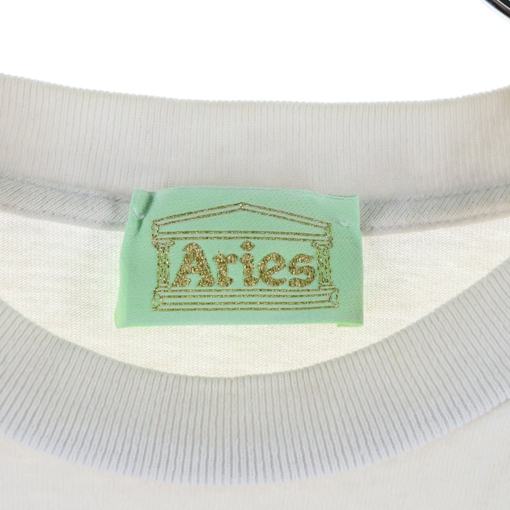 Aries(アリエス) IT'S TIME イッツタイム フロントプリント クルーネック長袖Tシャツ カットソー ホワイト SRAR 60007
