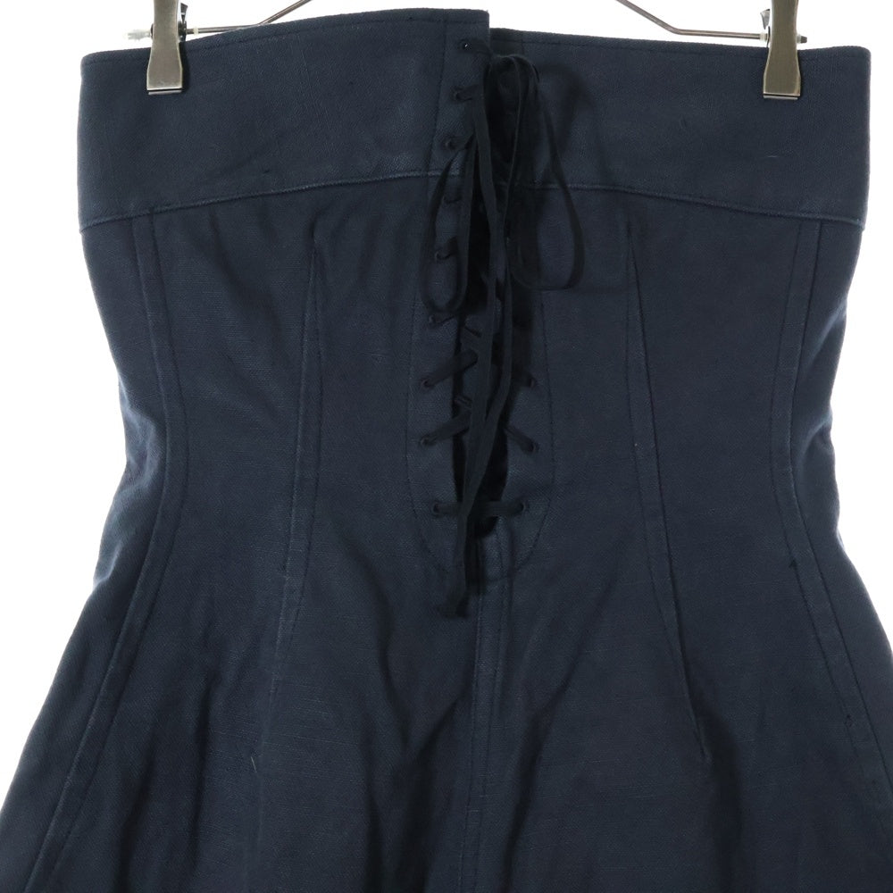 FUMIKA UCHIDA(フミカウチダ) CANVAS LACE-UP BARE JUMPSUIT キャンバス レースアップ ベア バギーフレア ジャンプスーツ ビスチェ ブラック FU-T-JS002