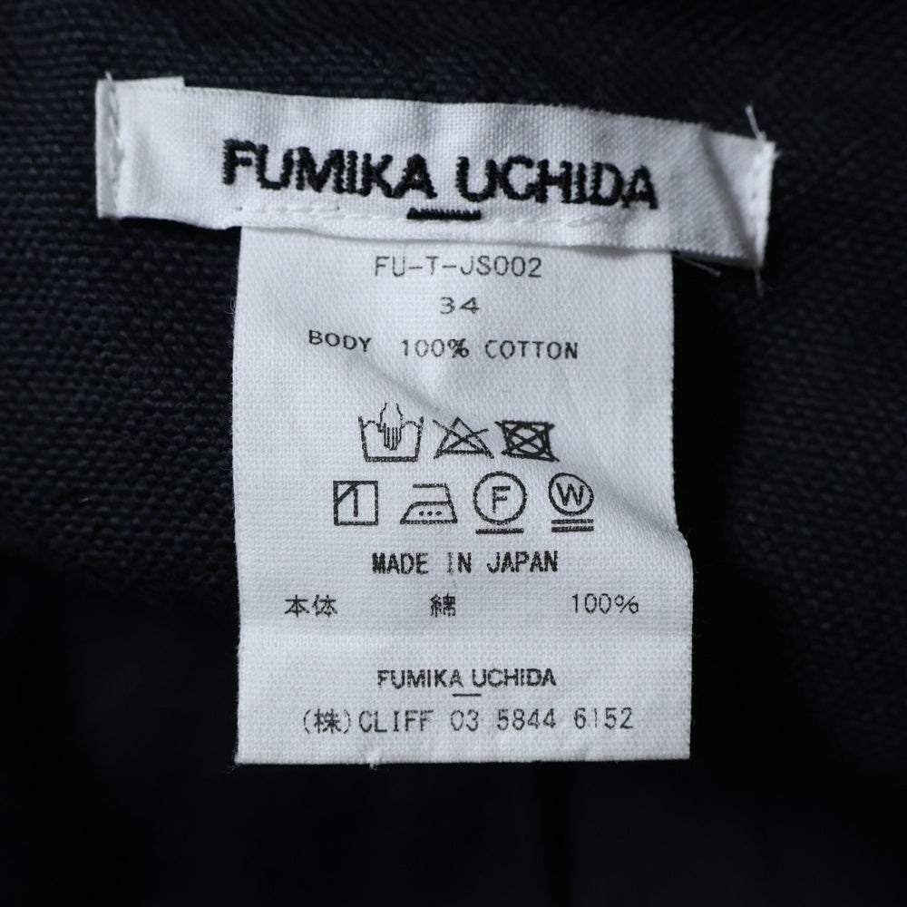 FUMIKA UCHIDA(フミカウチダ) CANVAS LACE-UP BARE JUMPSUIT キャンバス レースアップ ベア バギーフレア ジャンプスーツ ビスチェ ブラック FU-T-JS002