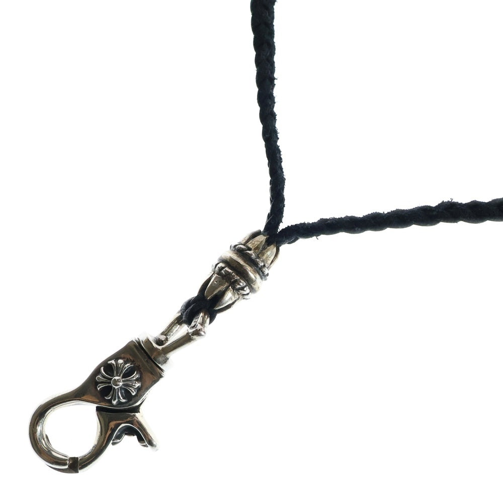 CHROME HEARTS(クロムハーツ) CH PLS LANYARS CHプラス ランヤード クリップホルダー レザーネックレス シルバー/ブラック