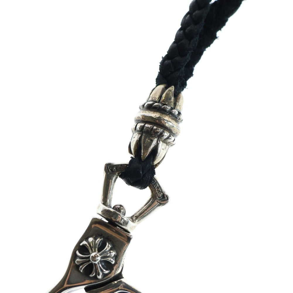 CHROME HEARTS(クロムハーツ) CH PLS LANYARS CHプラス ランヤード クリップホルダー レザーネックレス シルバー/ブラック