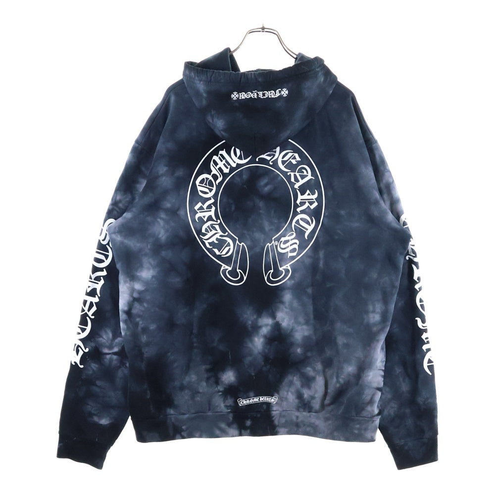 CHROME HEARTS(クロムハーツ) SWTSHRT PLVR タイダイ染めバックホースシュープルオーバーパーカー ネイビー