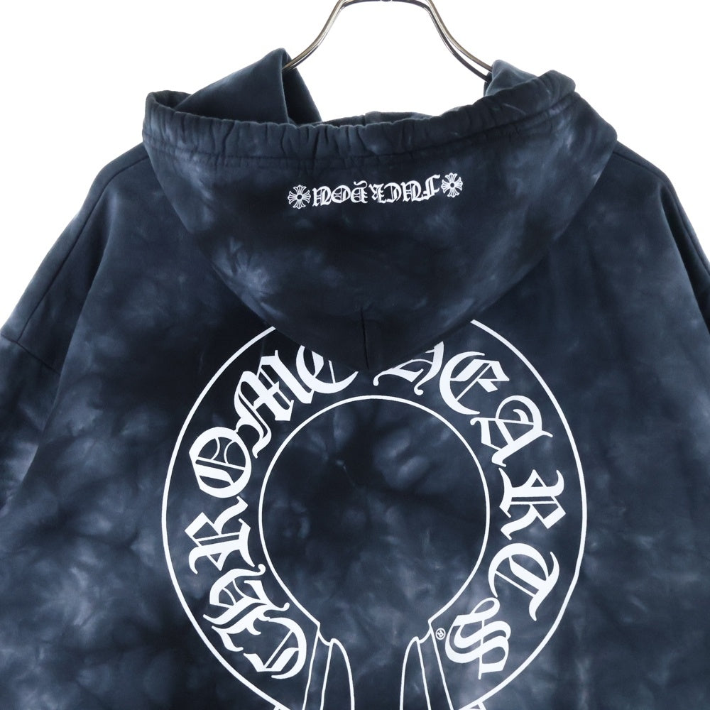 CHROME HEARTS(クロムハーツ) SWTSHRT PLVR タイダイ染めバックホースシュープルオーバーパーカー ネイビー