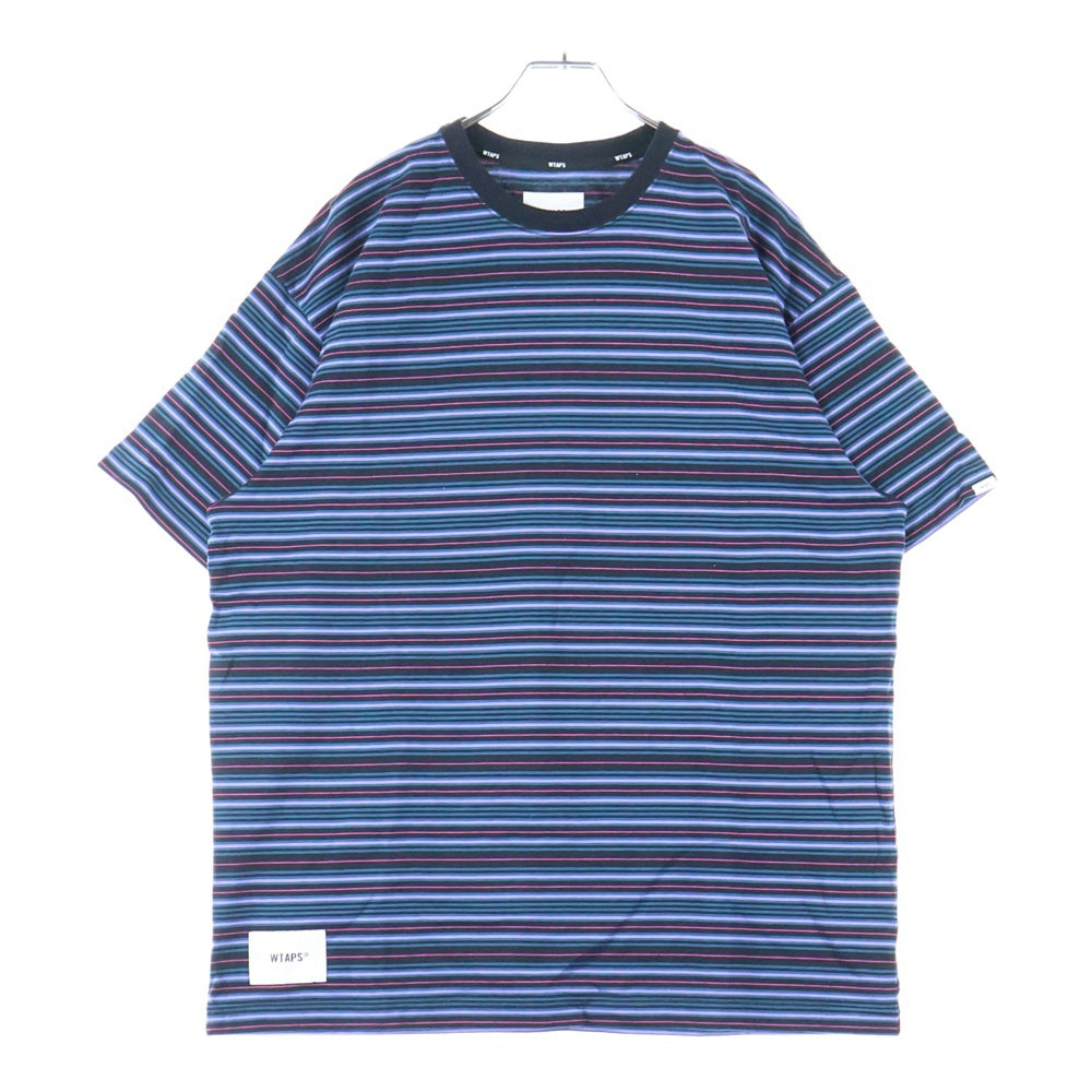 WTAPS(ダブルタップス) 25SS ロゴエンブロイダリー ボーダー クルーネック半袖Tシャツ カットソー マルチ