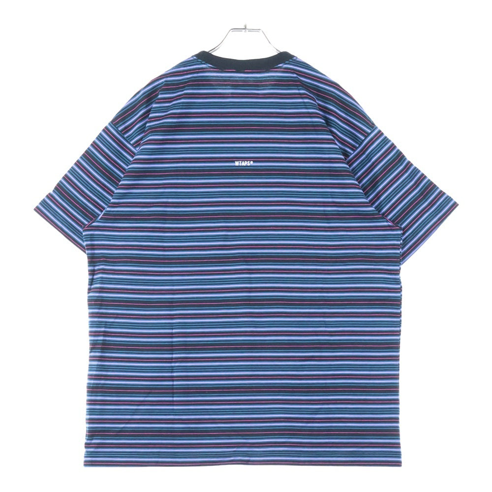 WTAPS(ダブルタップス) 25SS ロゴエンブロイダリー ボーダー クルーネック半袖Tシャツ カットソー マルチ