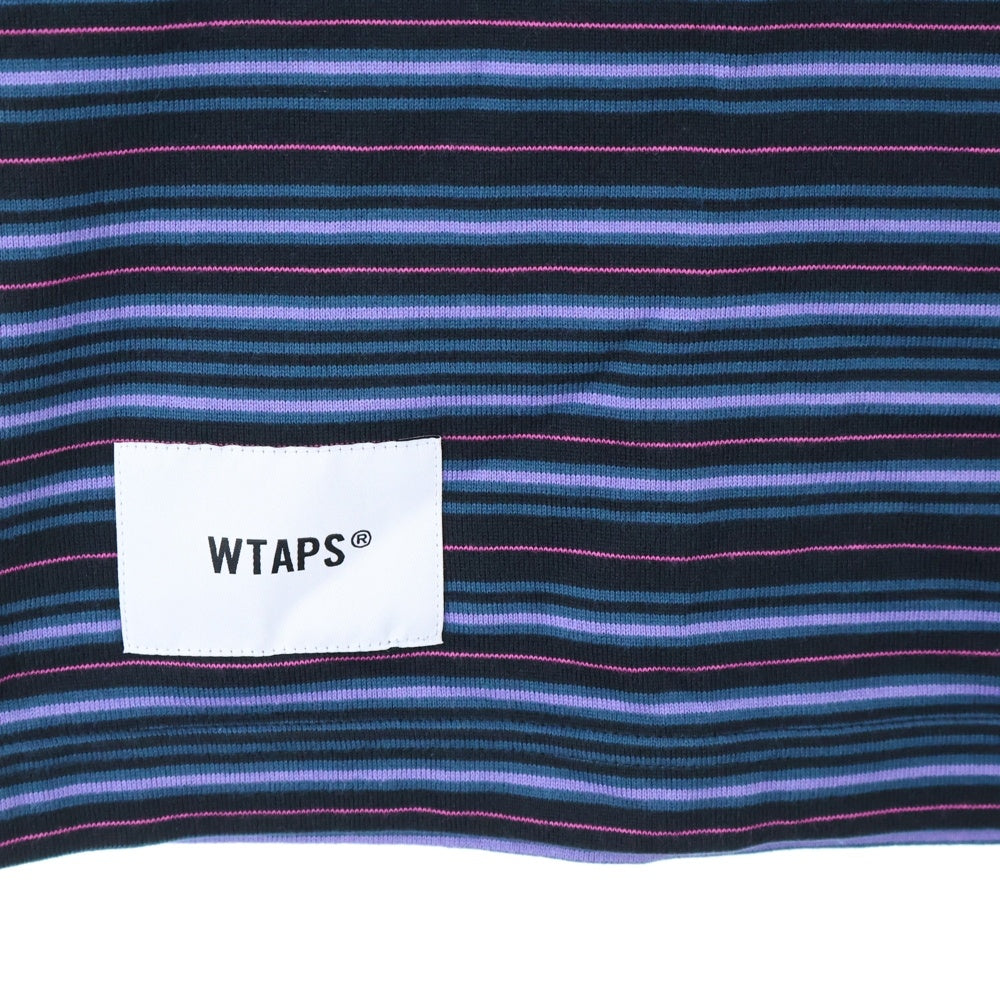 WTAPS(ダブルタップス) 25SS ロゴエンブロイダリー ボーダー クルーネック半袖Tシャツ カットソー マルチ