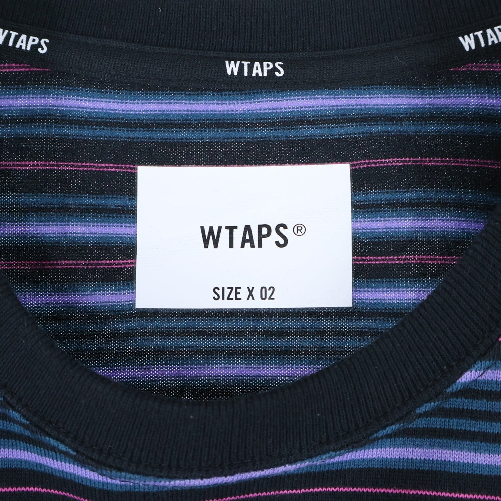 WTAPS(ダブルタップス) 25SS ロゴエンブロイダリー ボーダー クルーネック半袖Tシャツ カットソー マルチ