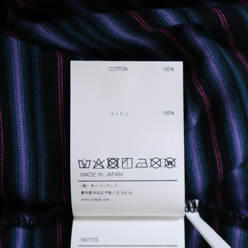 WTAPS(ダブルタップス) 25SS ロゴエンブロイダリー ボーダー クルーネック半袖Tシャツ カットソー マルチ
