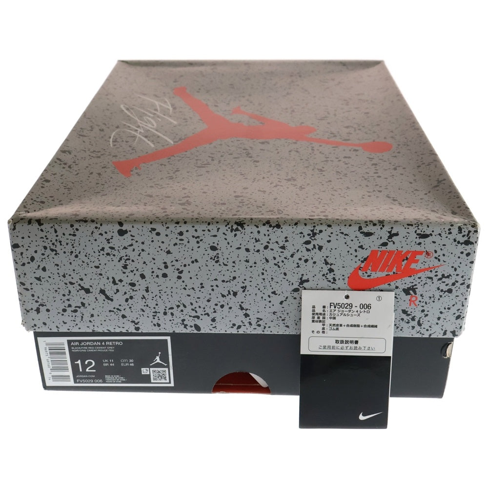 NIKE(ナイキ) AIR JORDAN 4 RETRO BRED REIMAGINED エアジョーダン4 レトロ ブレッド リイマジンド ハイカットスニーカー ブラック US12/30cm FV5029-006