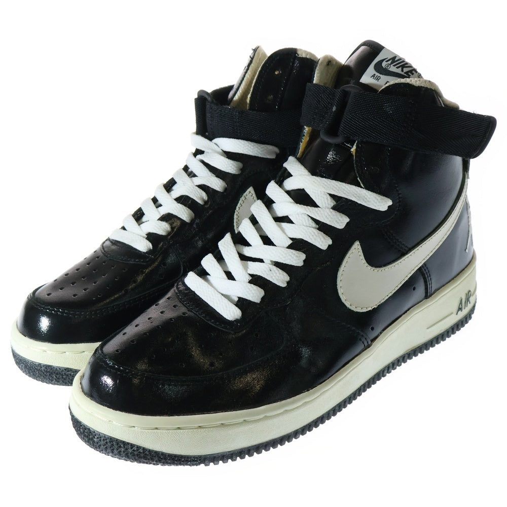 NIKE(ナイキ) 【観賞用2001年製】 AIR FORCE 1 HIGH SHEED エアフォース 1 パテントハイカットスニーカーシューズ ブラック/ホワイト US9/27cm 302640-011