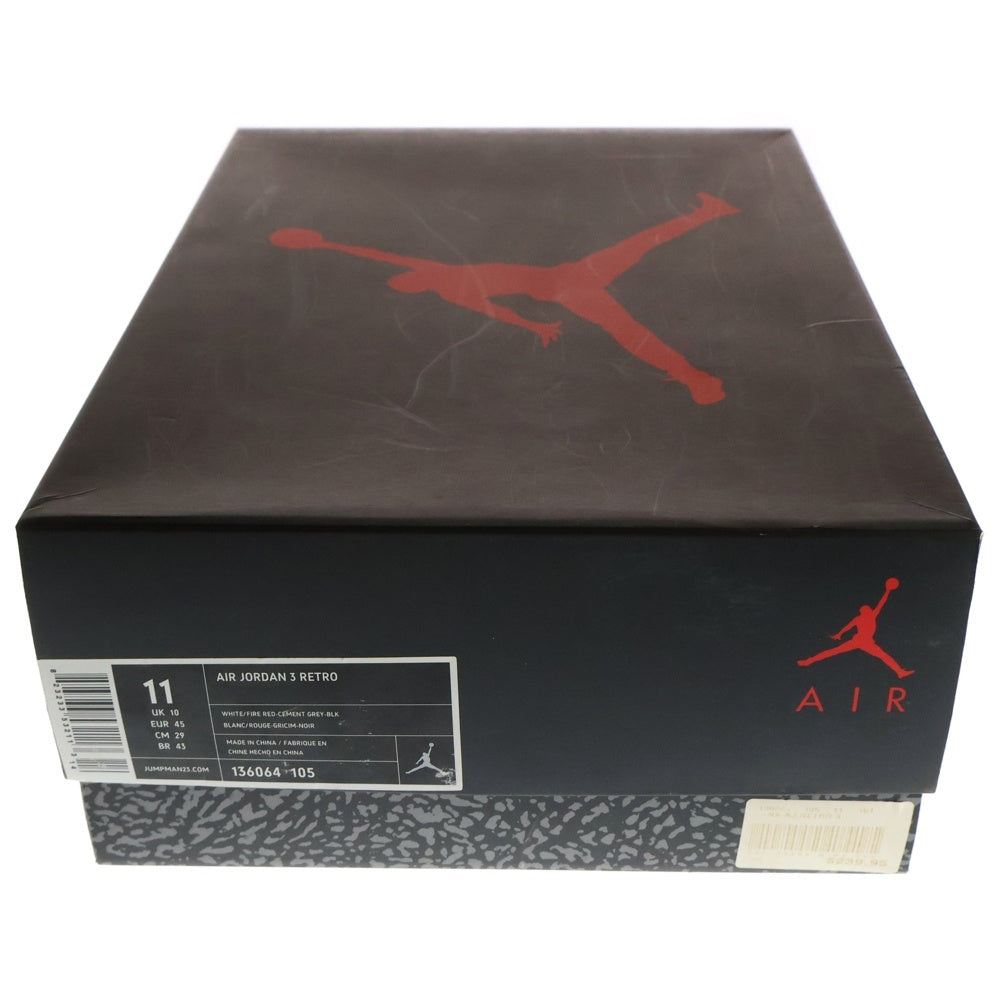 NIKE(ナイキ) 【観賞用2011年製】 AIR JORDAN 3 RETRO WHITE CEMENT エアジョーダン3 レトロ ホワイト セメント ハイカットスニーカー ホワイト US11/29cm 136064-105