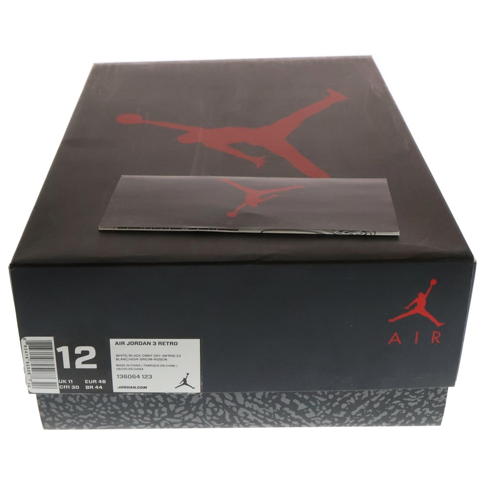 NIKE(ナイキ) 【観賞用2013年製】 AIR JORDAN 3 RETRO INFRARED 23 エアジョーダン3 レトロ インフラレッド ハイカットスニーカー ホワイト US12/30cm 136064-123