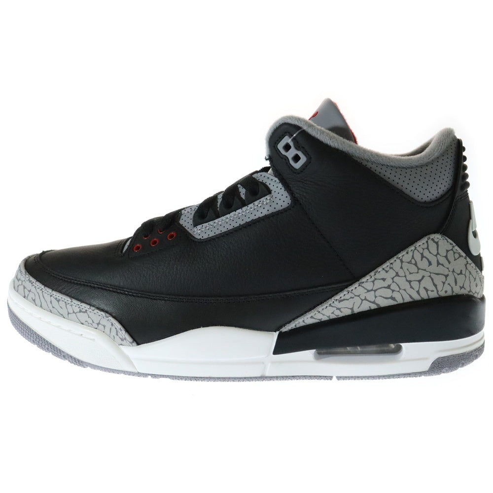 NIKE(ナイキ) AIR JORDAN 3 RETRO BLACK FIRE RED CEMENT GREY エアジョーダン 3 レトロ ブラック セメントグレー ミッドカットスニーカー US12/30cm DN3707-010