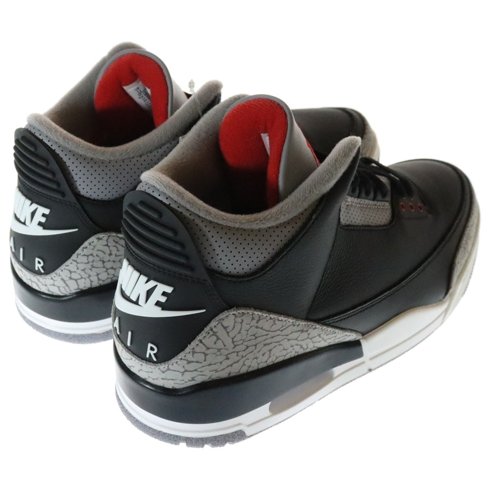 NIKE(ナイキ) AIR JORDAN 3 RETRO BLACK FIRE RED CEMENT GREY エアジョーダン 3 レトロ ブラック セメントグレー ミッドカットスニーカー US12/30cm DN3707-010