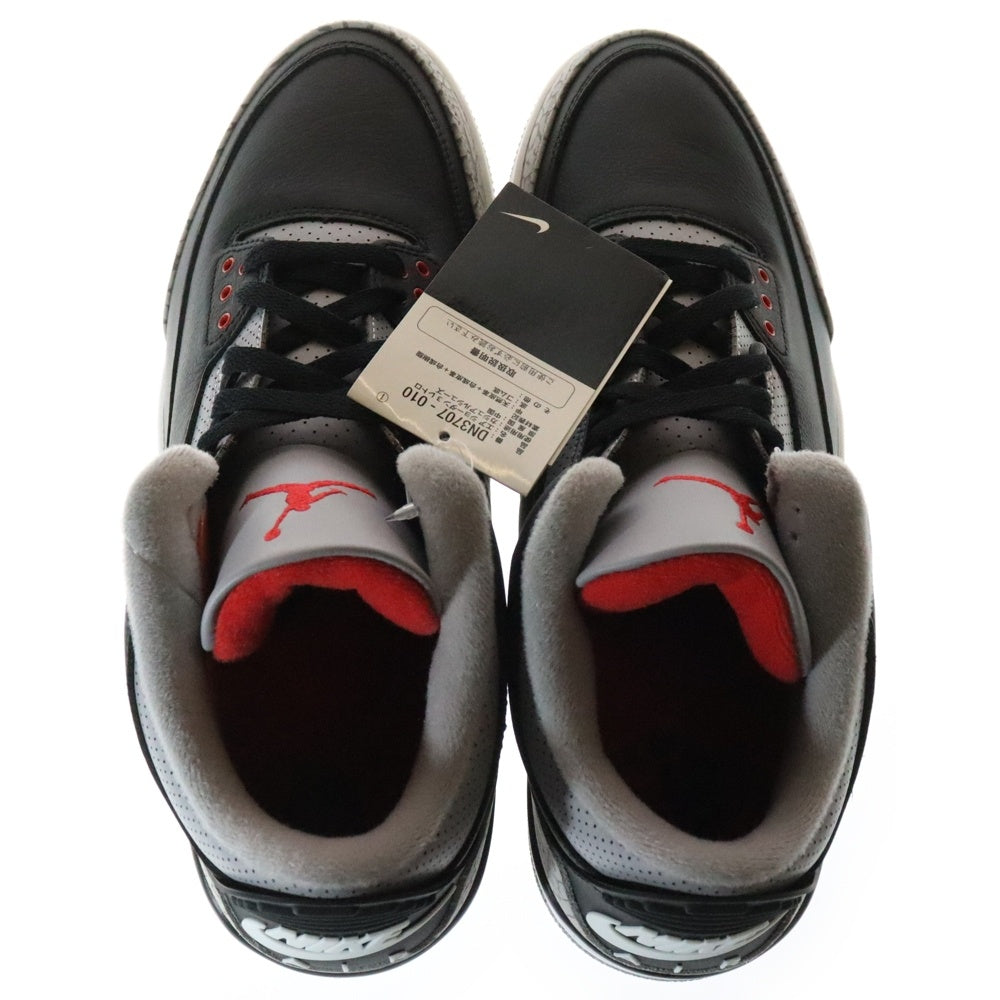 NIKE(ナイキ) AIR JORDAN 3 RETRO BLACK FIRE RED CEMENT GREY エアジョーダン 3 レトロ ブラック セメントグレー ミッドカットスニーカー US12/30cm DN3707-010