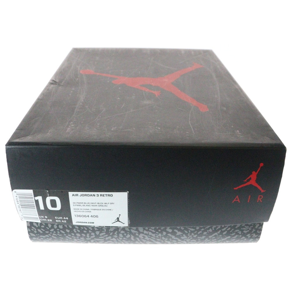 NIKE(ナイキ) 【観賞用 2013年製】AIR JORDAN 3 RETRO POWDER BLUE エアジョーダン3 レトロ パウダーブルー ハイカットスニーカーブルー US10/28cm 136064-406