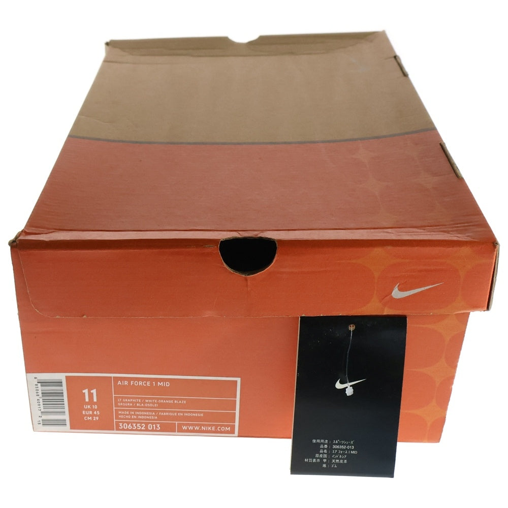 NIKE(ナイキ) 【観賞用2004年製】 AIR FORCE 1 MID Grafhite エアフォース 1 ミドルカットスニーカーシューズ グレー US11/29cm 306352-013