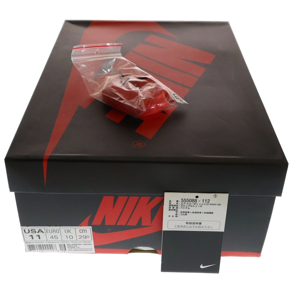 NIKE(ナイキ) AIR JORDAN 1 RETRO HIGH OG TRACK RED エアジョーダン 1 レトロ トラックレッド ハイカットスニーカー ホワイト/レッド/ブラック US11/29cm 555088-112