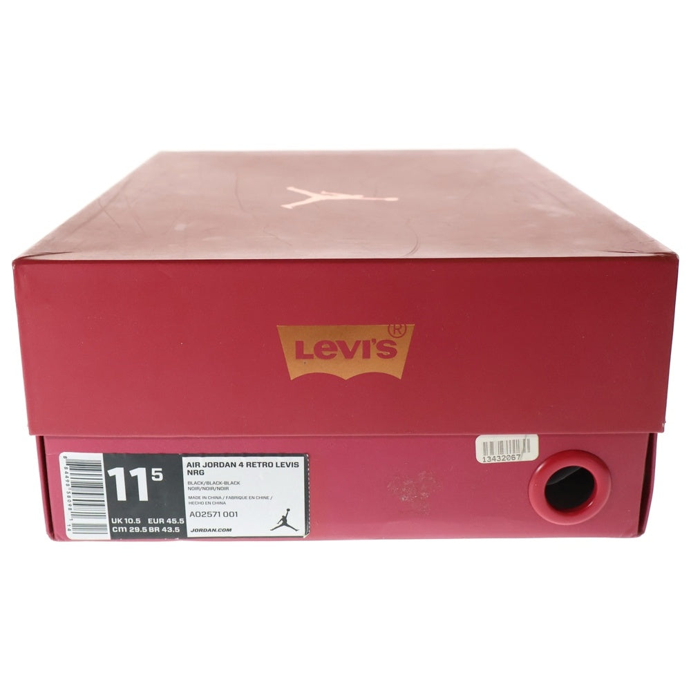 NIKE(ナイキ) ×Levi's AIR JORDAN 4 RETRO リーバイス エアジョーダン4 レトロ デニム ハイカットスニーカー ブラック US10.5/28.5cm AO2571-001