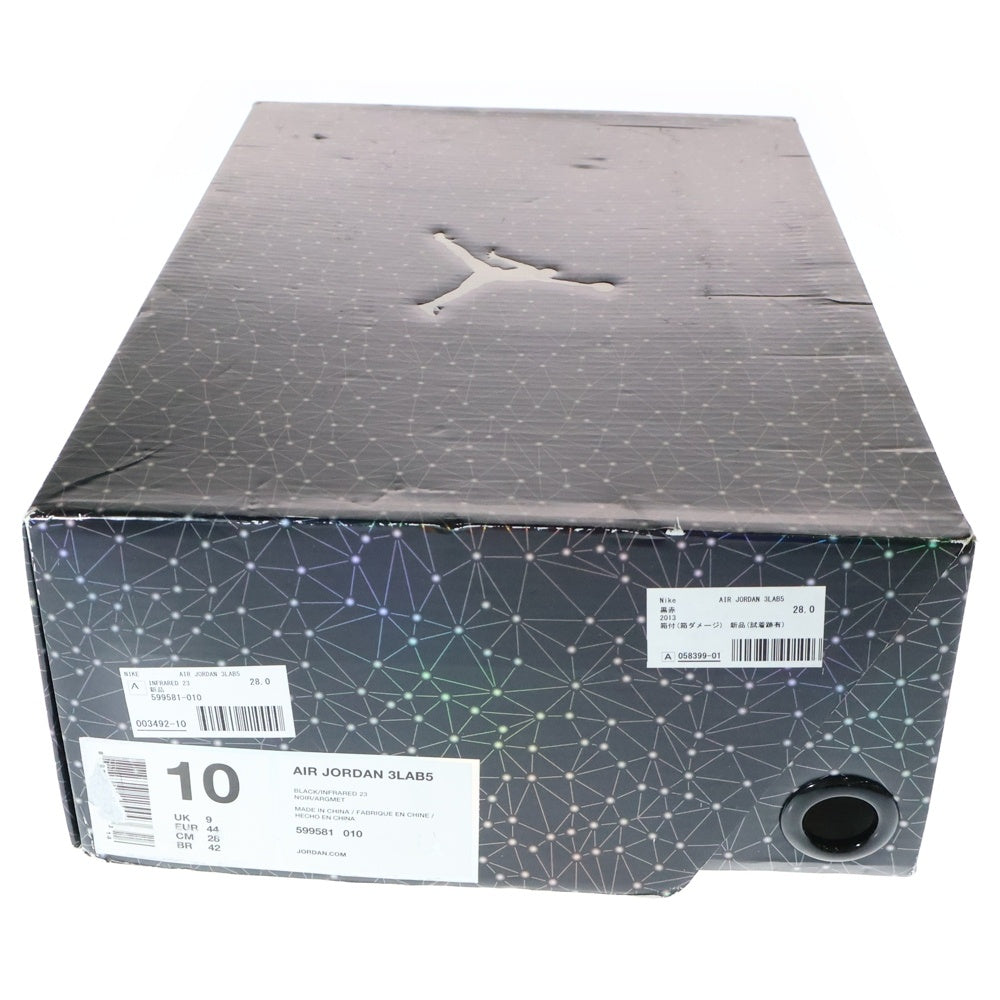 NIKE(ナイキ) AIR JORDAN 3 LAB 5 INFRARED エアジョーダン3 ラボ インフラレッド ハイカットスニーカー ブラックUS10/28cm 599581-010