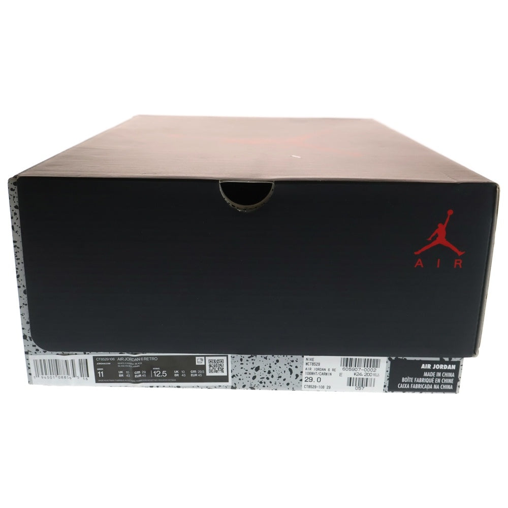 NIKE(ナイキ) AIR JORDAN 6 RETRO CARMINE エアジョーダン6 カーマイン ハイカットスニーカー ホワイト/レッド US11/29cm CT8529-106