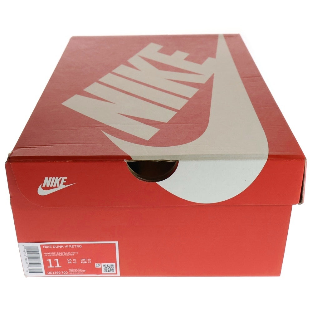 NIKE(ナイキ) DUNK HIGH RETRO UNIVERSITY GOLD AND BLACK ダンク レトロ ユニバーシティゴールド アンド ブラック ハイカットスニーカー US11/29cm DD1399-700