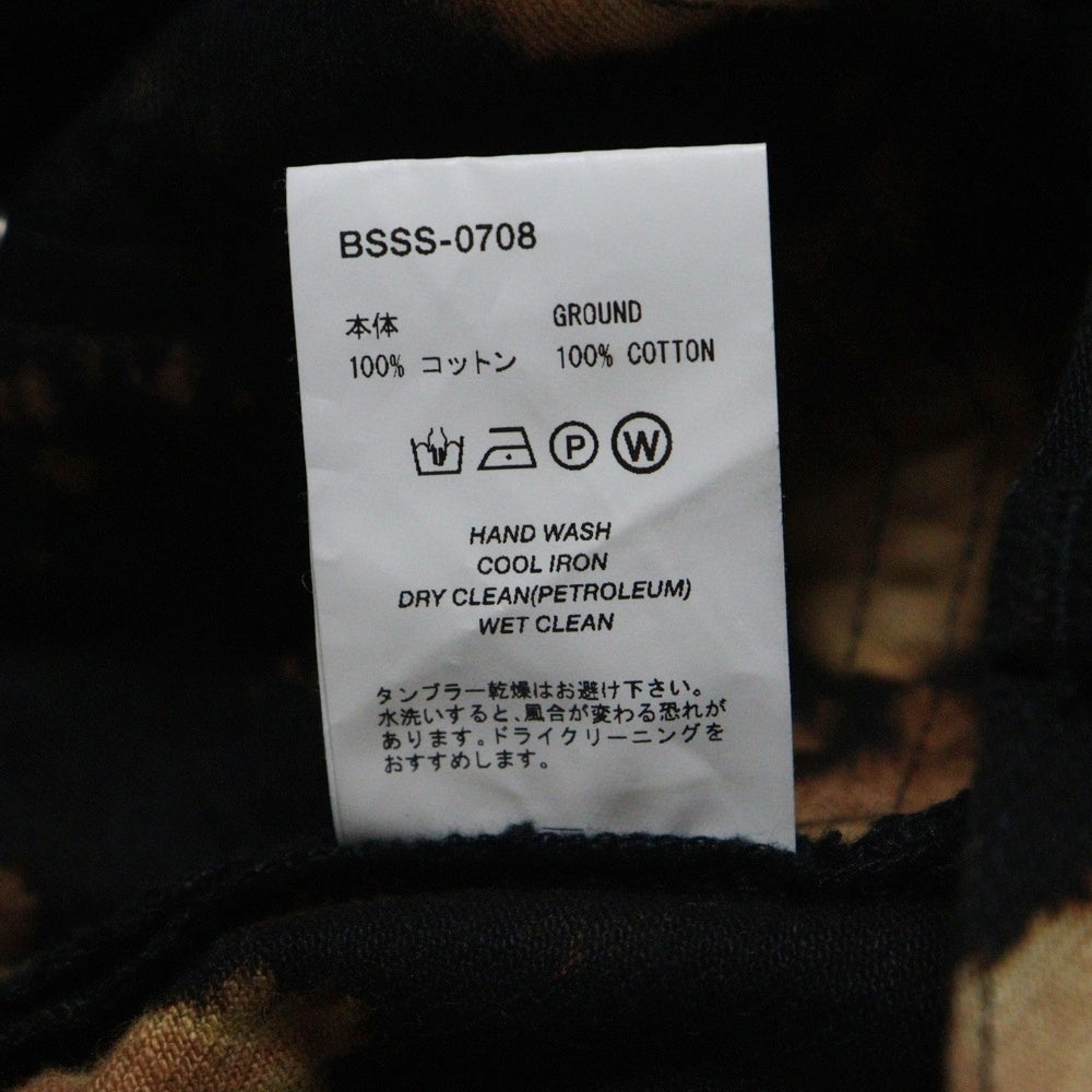 NO BRAND(ノーブランド) HAND EFFECTED WRAPPING DENIM ハンドエフェクテッド ラッピングデニム 総柄 ブリーチ加工 ワイドパンツ オレンジ/ブラック