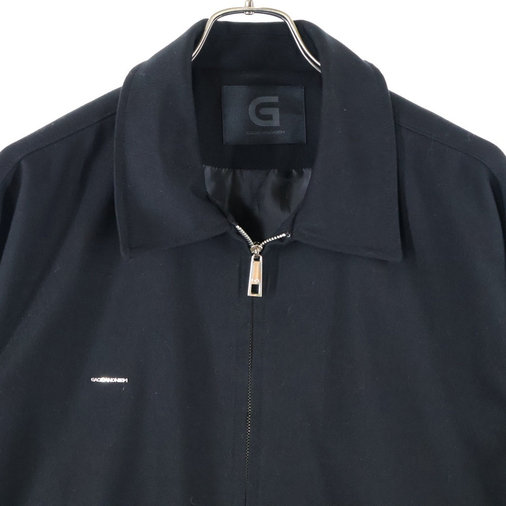 NO BRAND(ノーブランド) GUPTA フロントメタルロゴ ジップアップジャケット ブルゾン ブラック