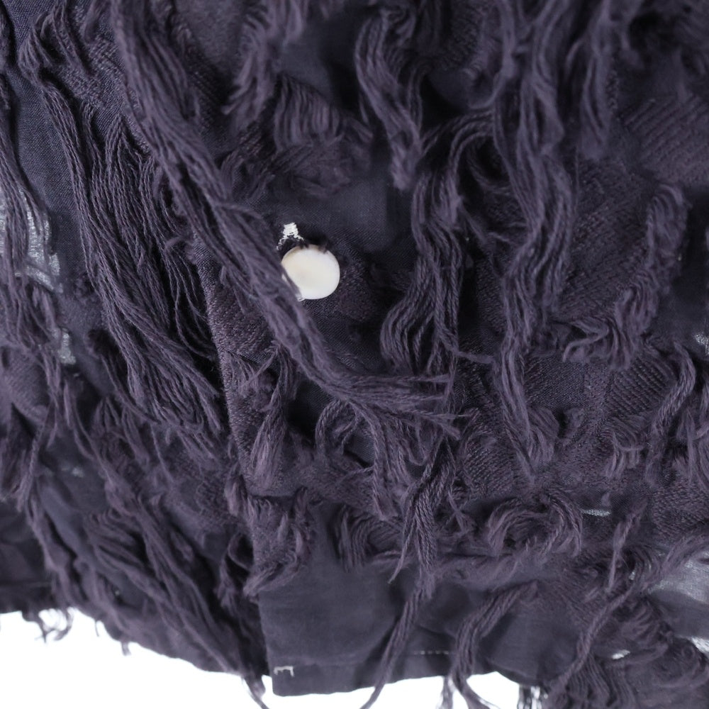 NO BRAND(ノーブランド) CUT JACQUARD HALF SHIRT カットジャガード フリンジ 半袖シャツ パープル