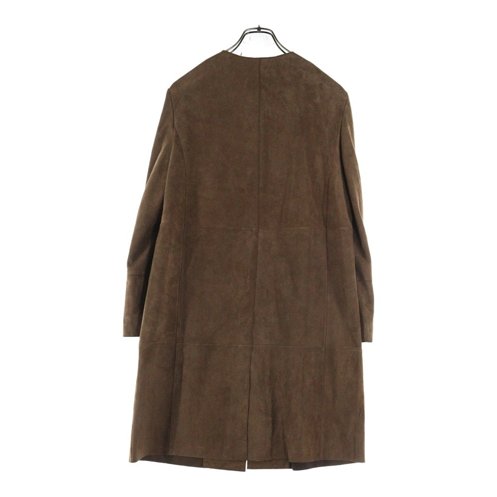 Weekend Max Mara(ウィークエンド マックスマーラ) ノーカラー フロントフライ 4B スエード ロングコート ブラウン レディース 54710197